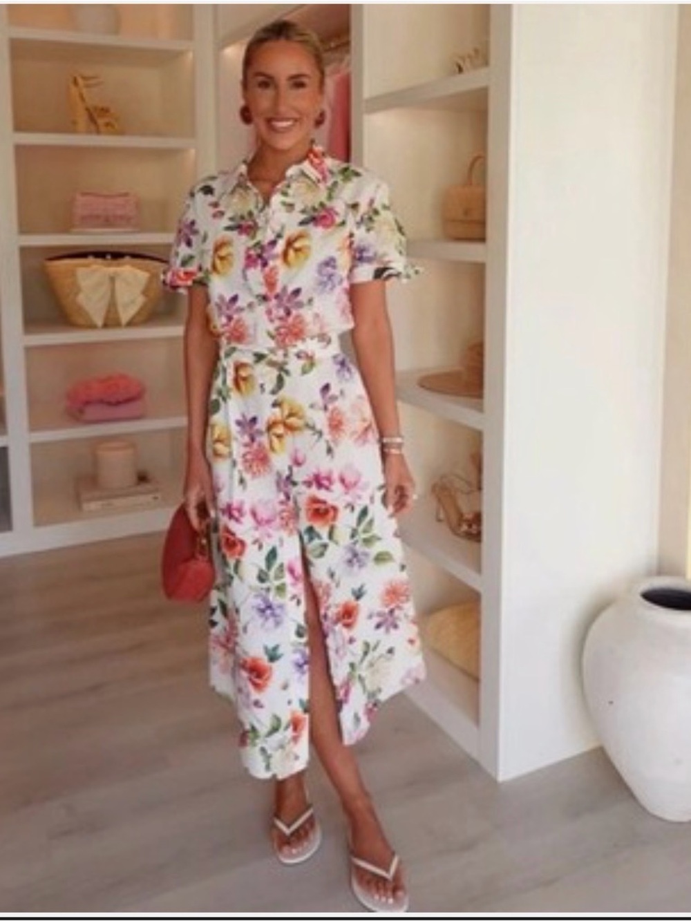 Zara Cream Floral Wrap Maxi Dress with Multicolor Blooms